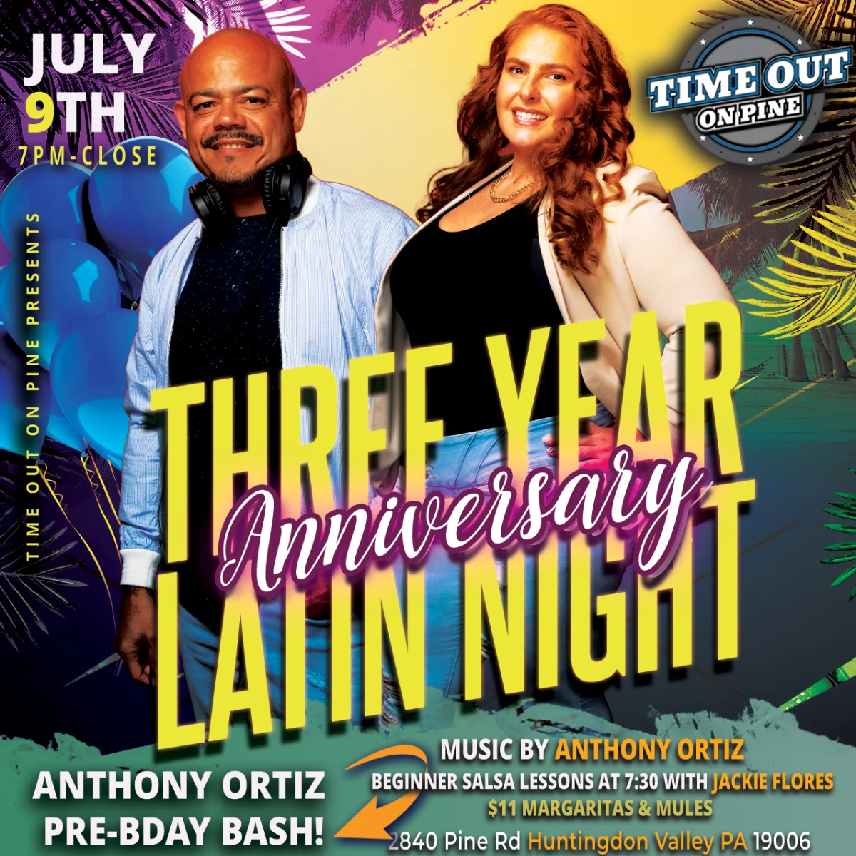Latin Night Three Year Anniversary flyer